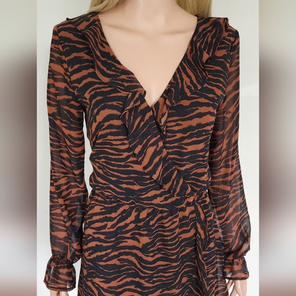 H&M DRESS ZEBRA PRINT BROWN BLACK - Picture 3 of 10